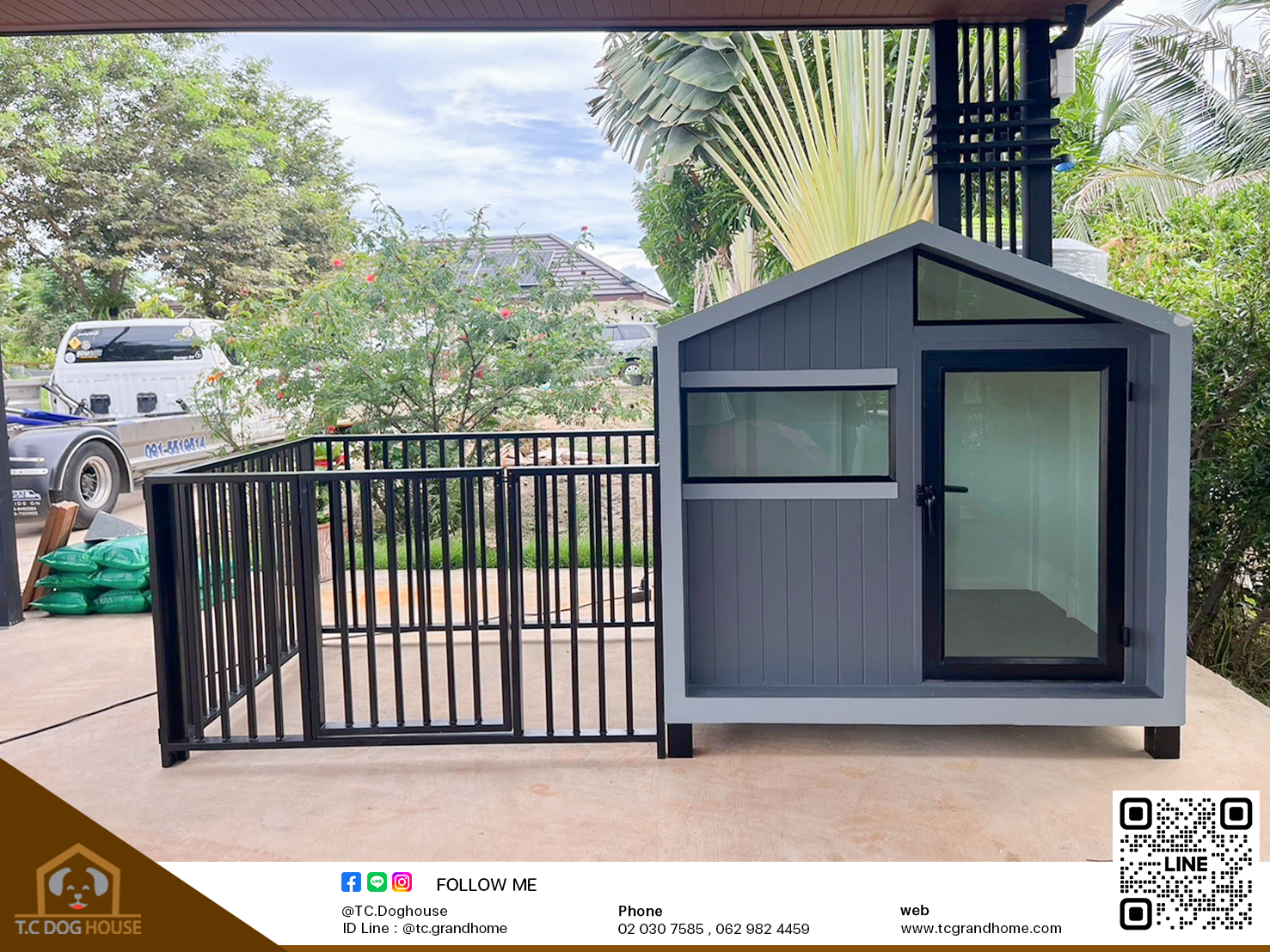 บ้านหมา บ้านแมว แบบ 2 นอร์ดิกสไตล์ ขนาด 120x150x150cm.(GREY) - Image 8