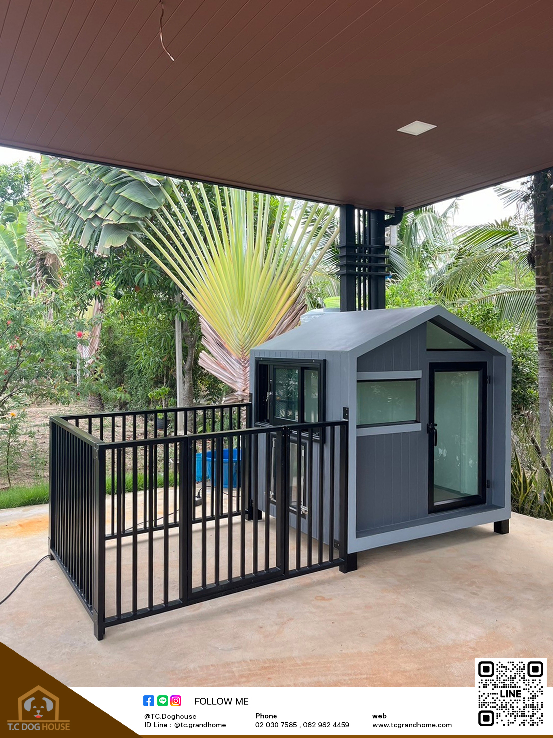 บ้านหมา บ้านแมว แบบ 2 นอร์ดิกสไตล์ ขนาด 120x150x150cm.(GREY) - Image 7