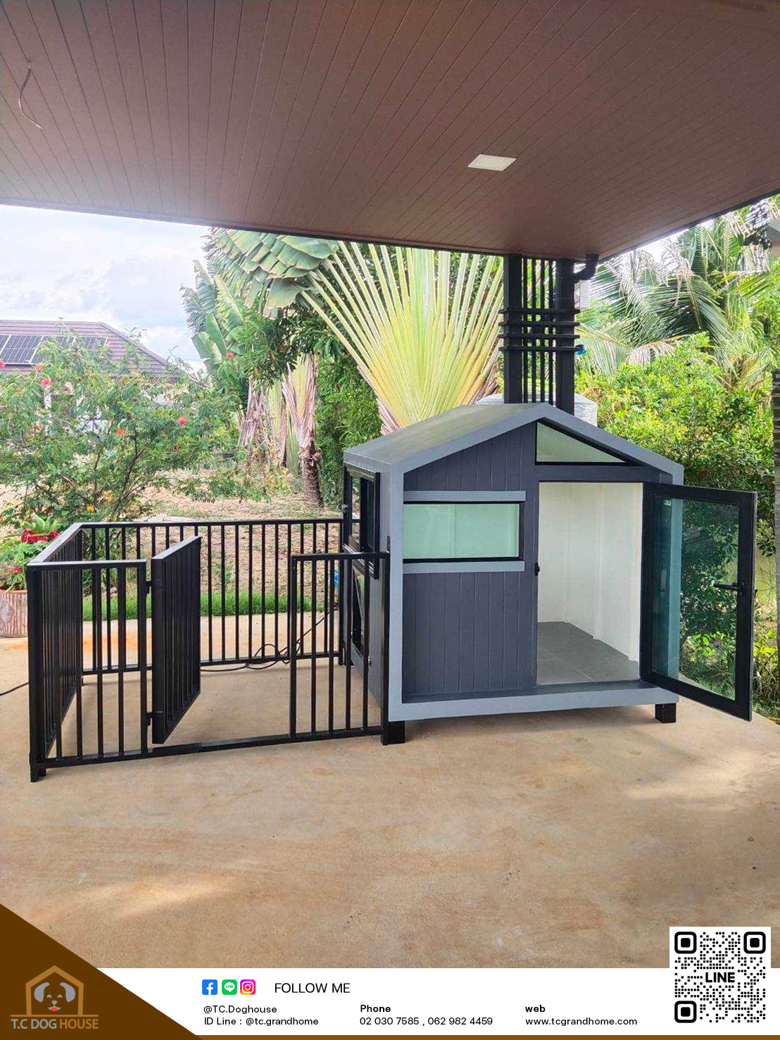บ้านหมา บ้านแมว แบบ 2 นอร์ดิกสไตล์ ขนาด 120x150x150cm.(GREY) - Image 6