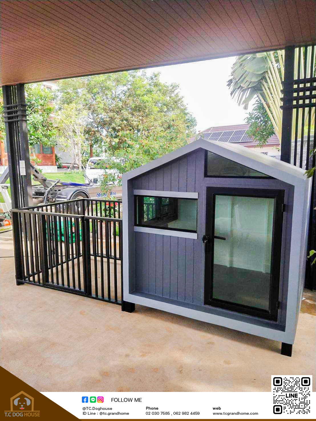 บ้านหมา บ้านแมว แบบ 2 นอร์ดิกสไตล์ ขนาด 120x150x150cm.(GREY) - Image 3